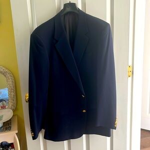 Men’s Navy Blue Single Breasted Jacket. Lubiam Uomo Mantoya. Wool